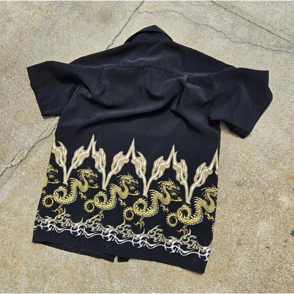 Y2k Emergency Exit Button Up Dragon Flame Barbwire Shirt Mens Size S Cyber - Picture 4 of 6